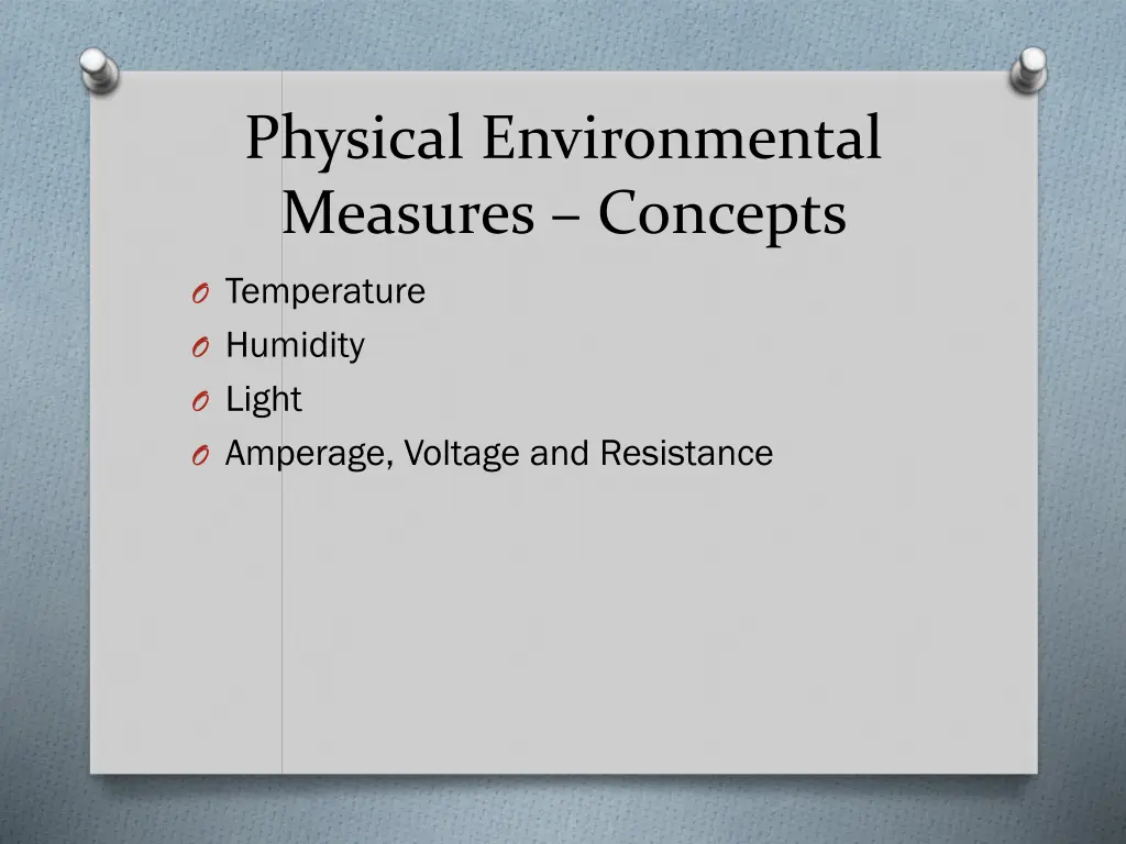 physical environmental measures concepts