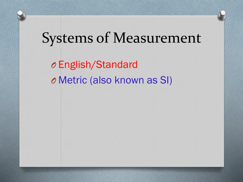 systems of measurement