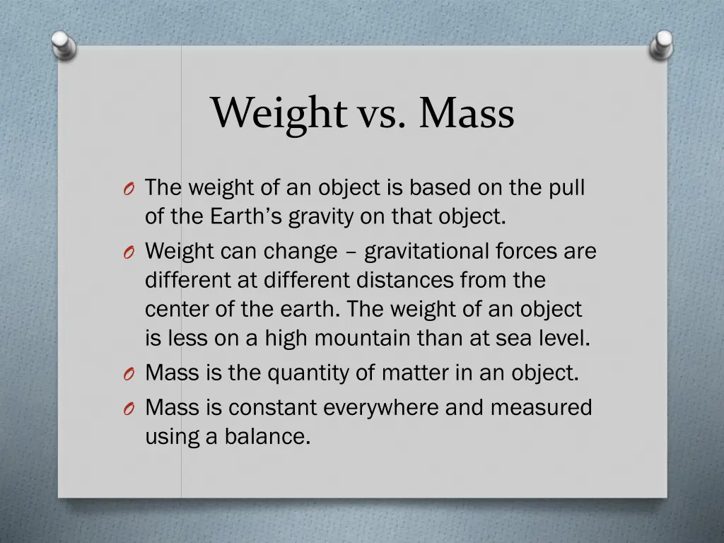 weight vs mass