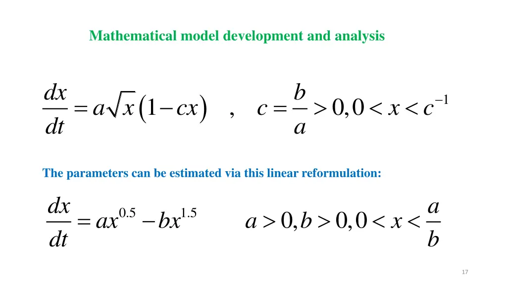 mathematical model development and analysis