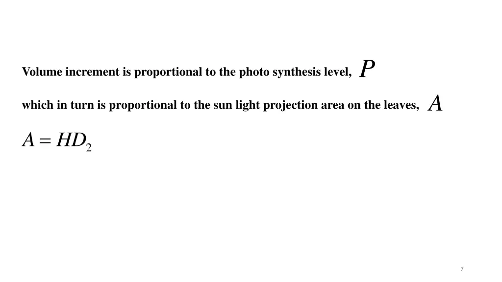 volume increment is proportional to the photo