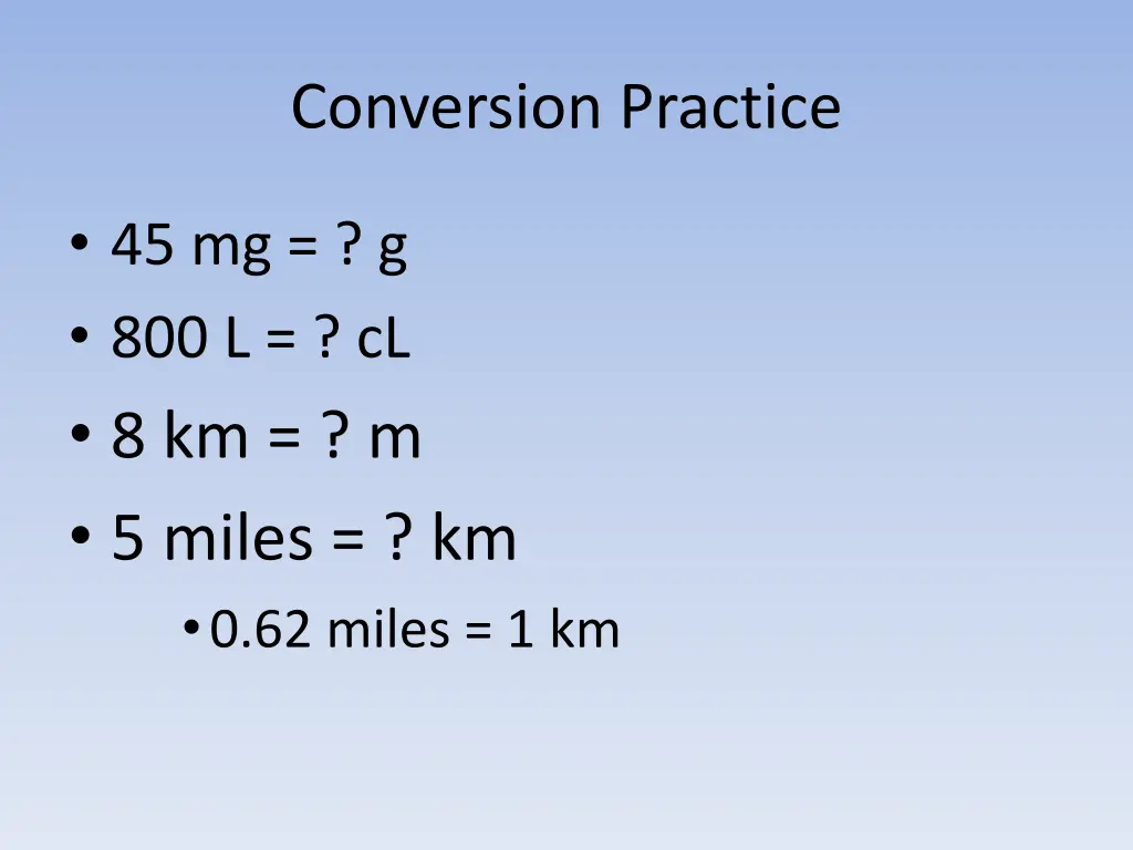 conversion practice