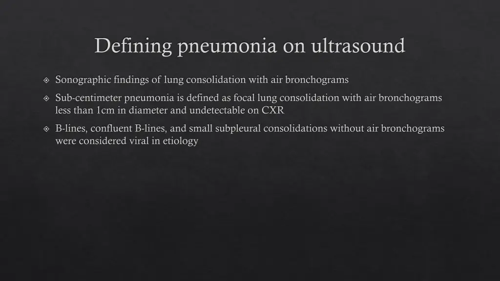 defining pneumonia on ultrasound