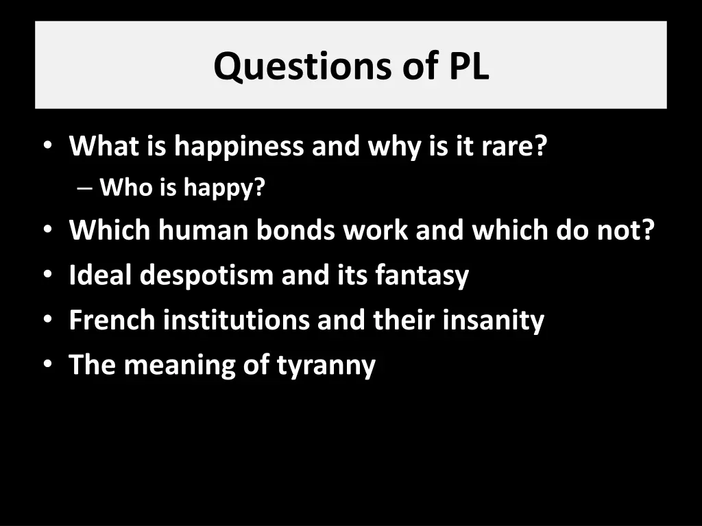 questions of pl