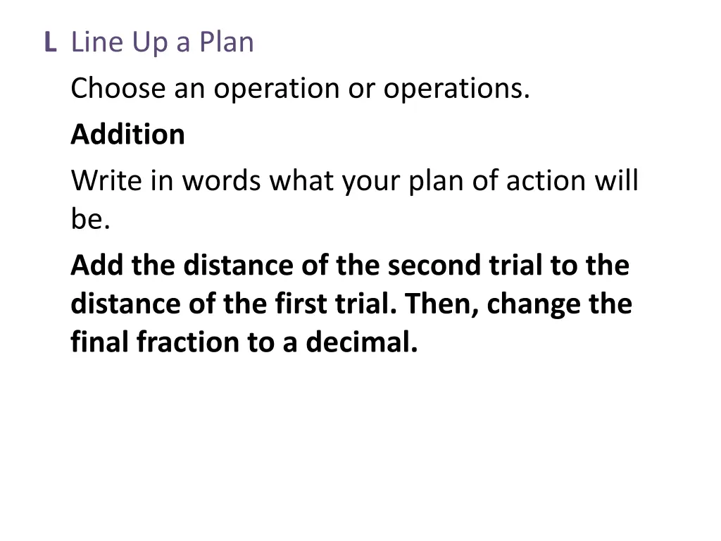 l line up a plan choose an operation