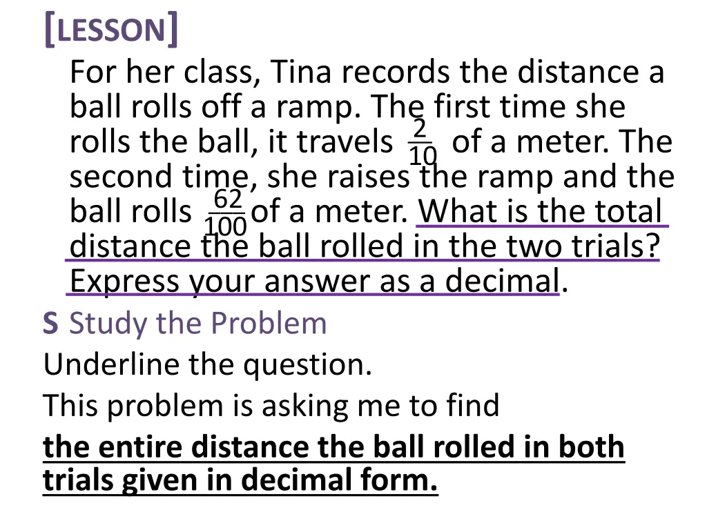 lesson for her class tina records the distance