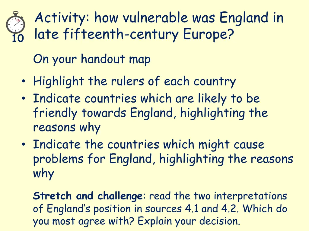 activity how vulnerable was england in late