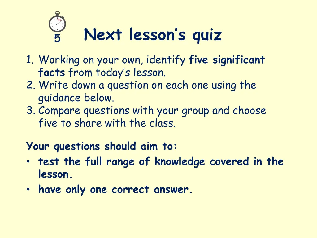 next lesson s quiz