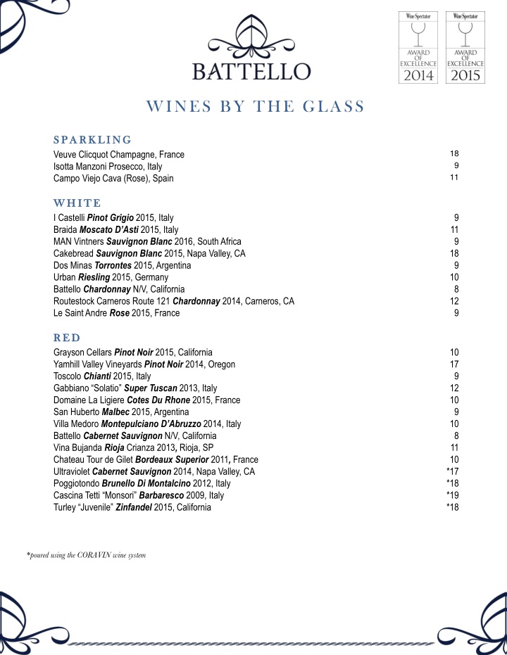 wines by the glass