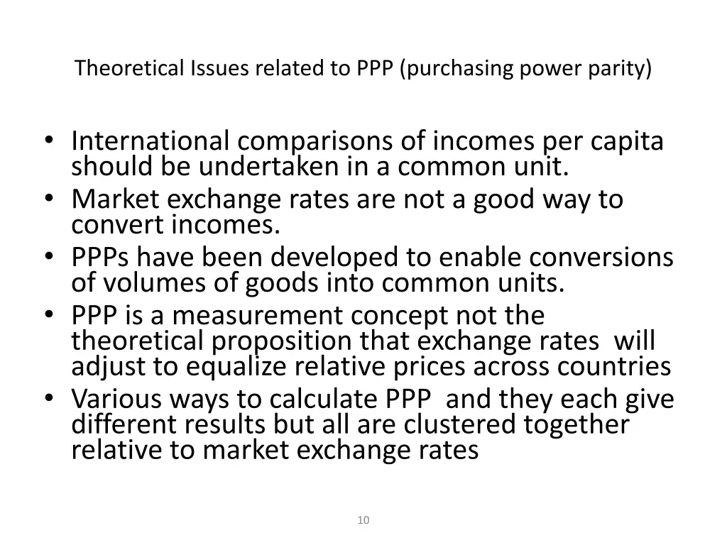 theoretical issues related to ppp purchasing