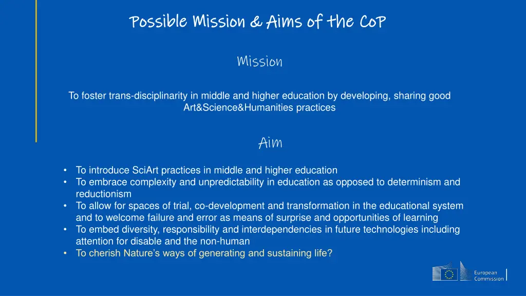 possible mission aims of the possible mission