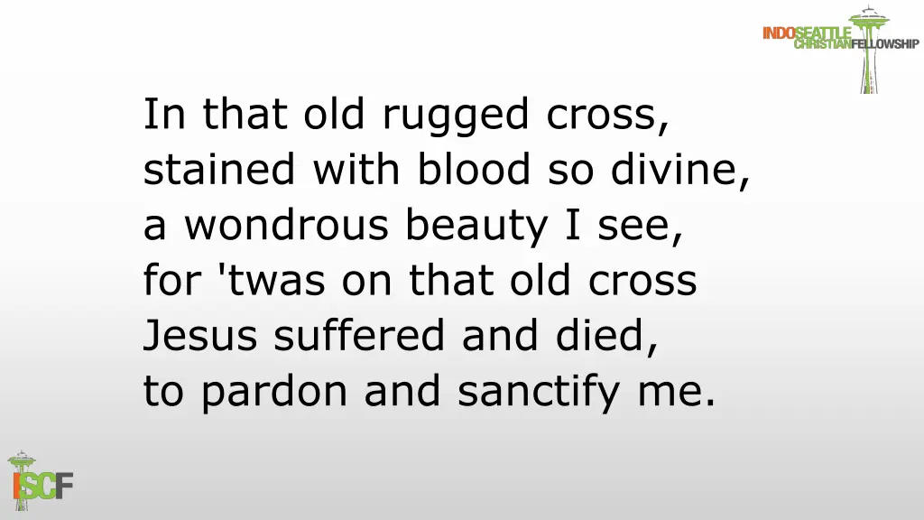 in that old rugged cross stained with blood