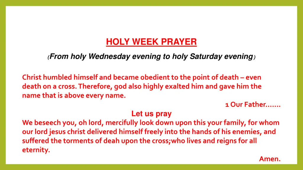 holy week prayer