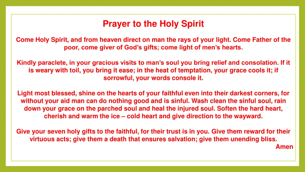 prayer to the holy spirit