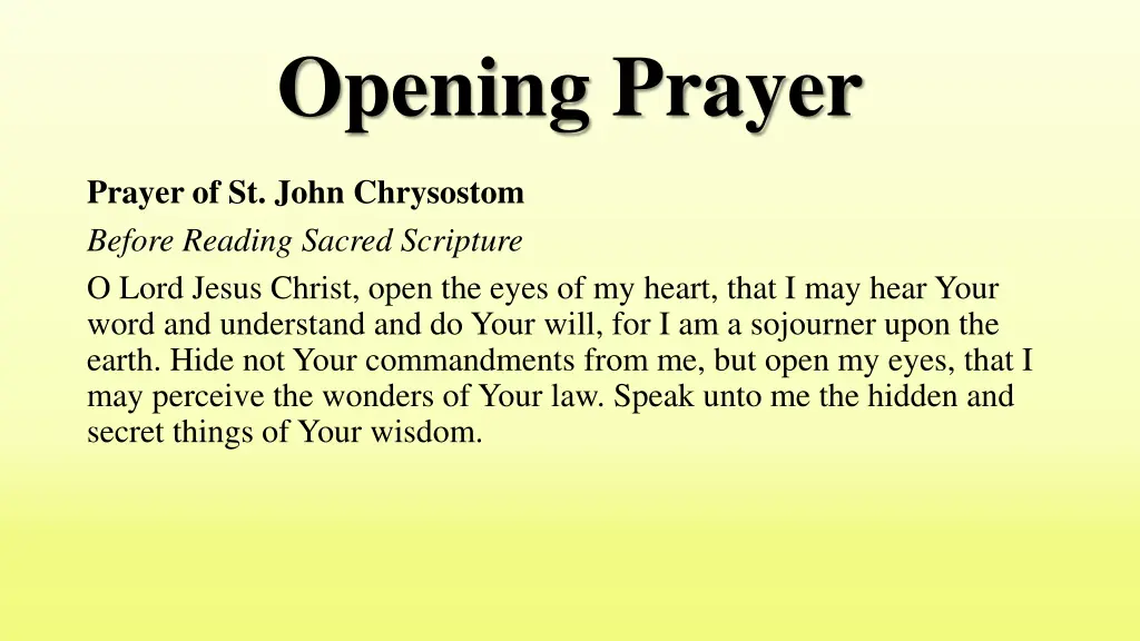 opening prayer