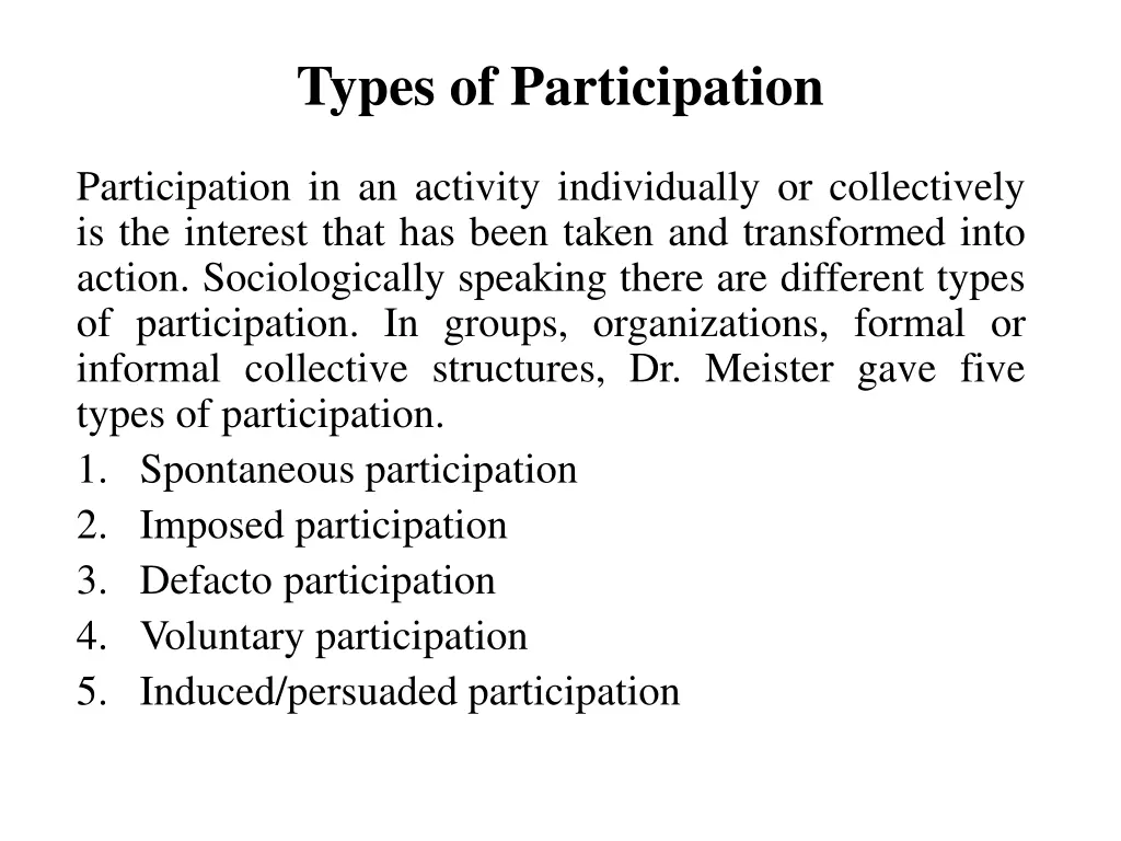 types of participation