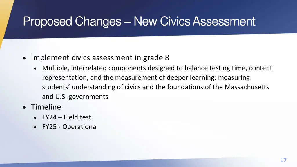 proposed changes new civics assessment