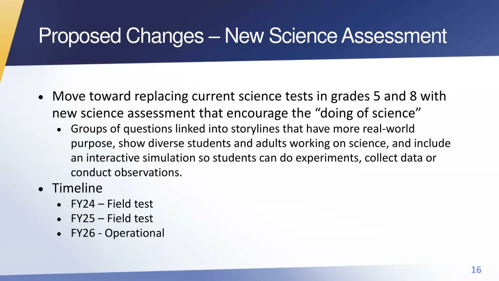 proposed changes new science assessment