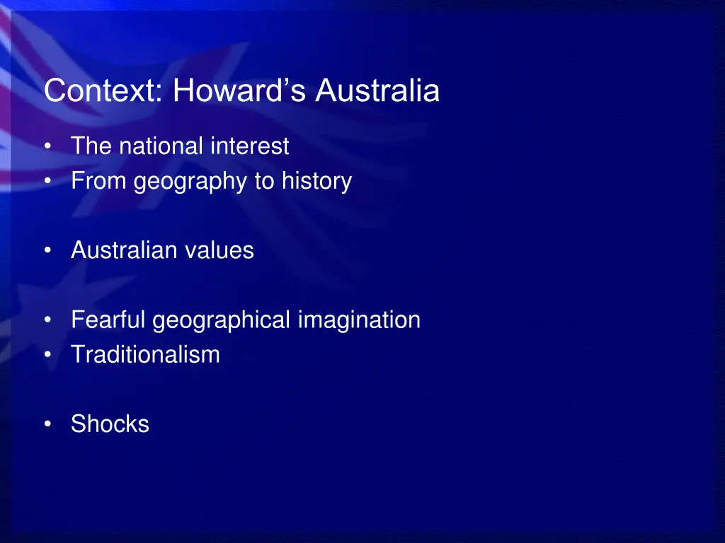 context howard s australia