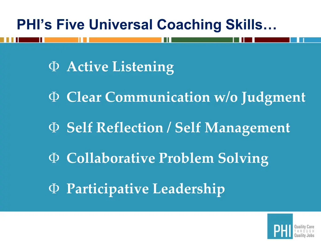 phi s five universal coaching skills