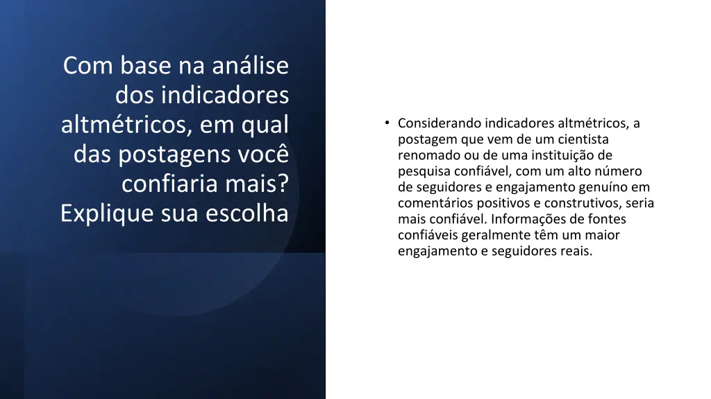 com base na an lise dos indicadores altm tricos 1