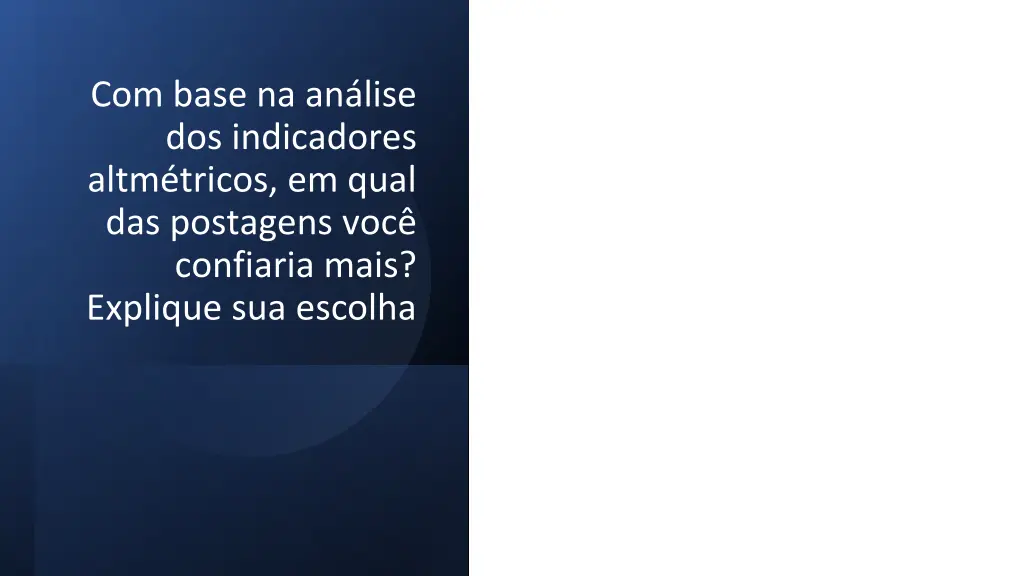 com base na an lise dos indicadores altm tricos