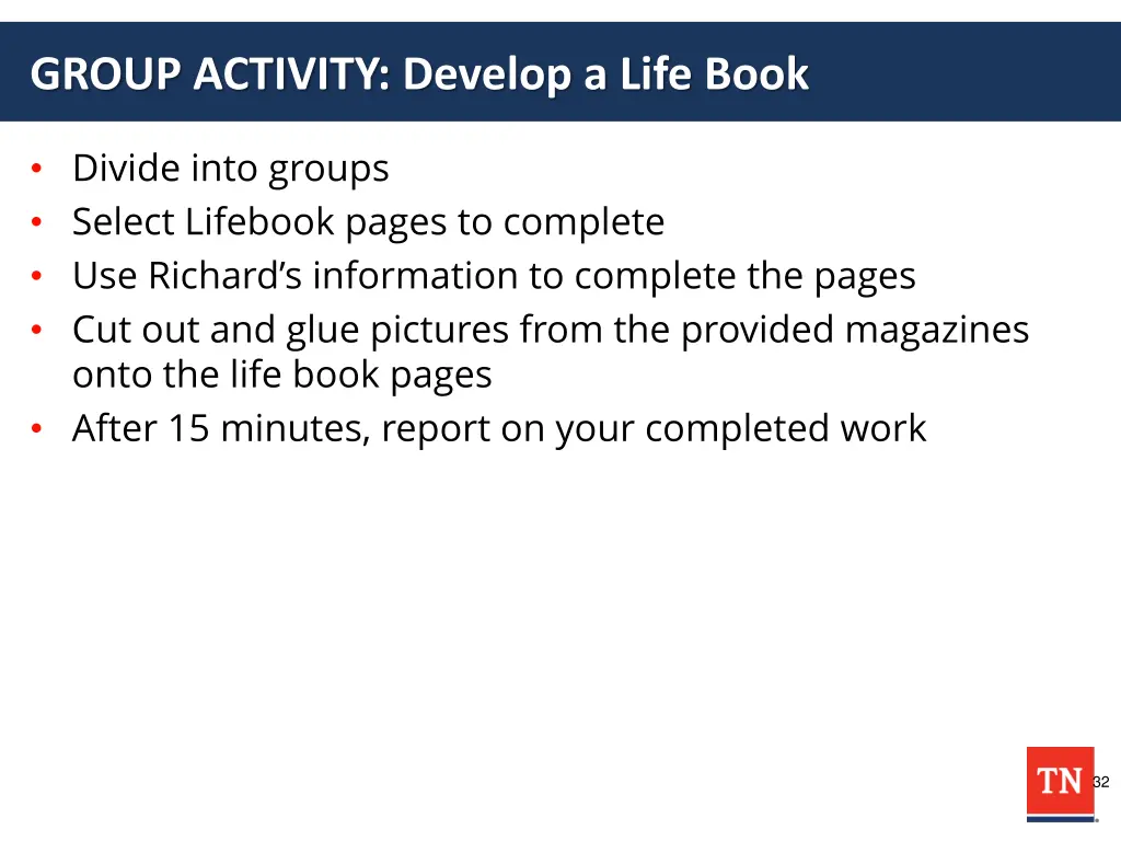 group activity develop a life book