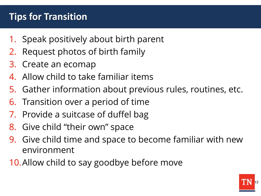 tips for transition