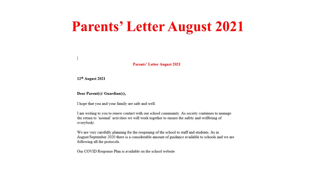 parents letter august 2021