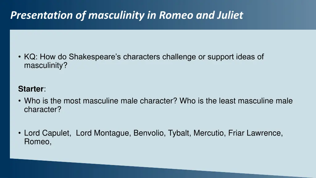 presentation of masculinity in romeo and juliet