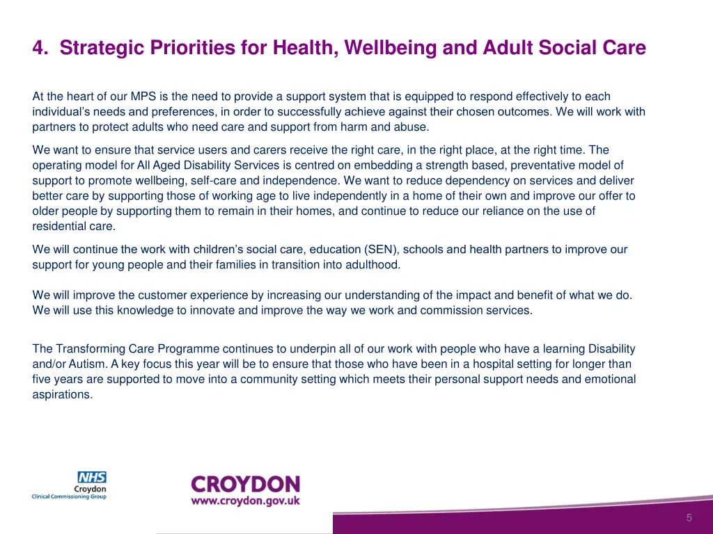 4 strategic priorities for health wellbeing