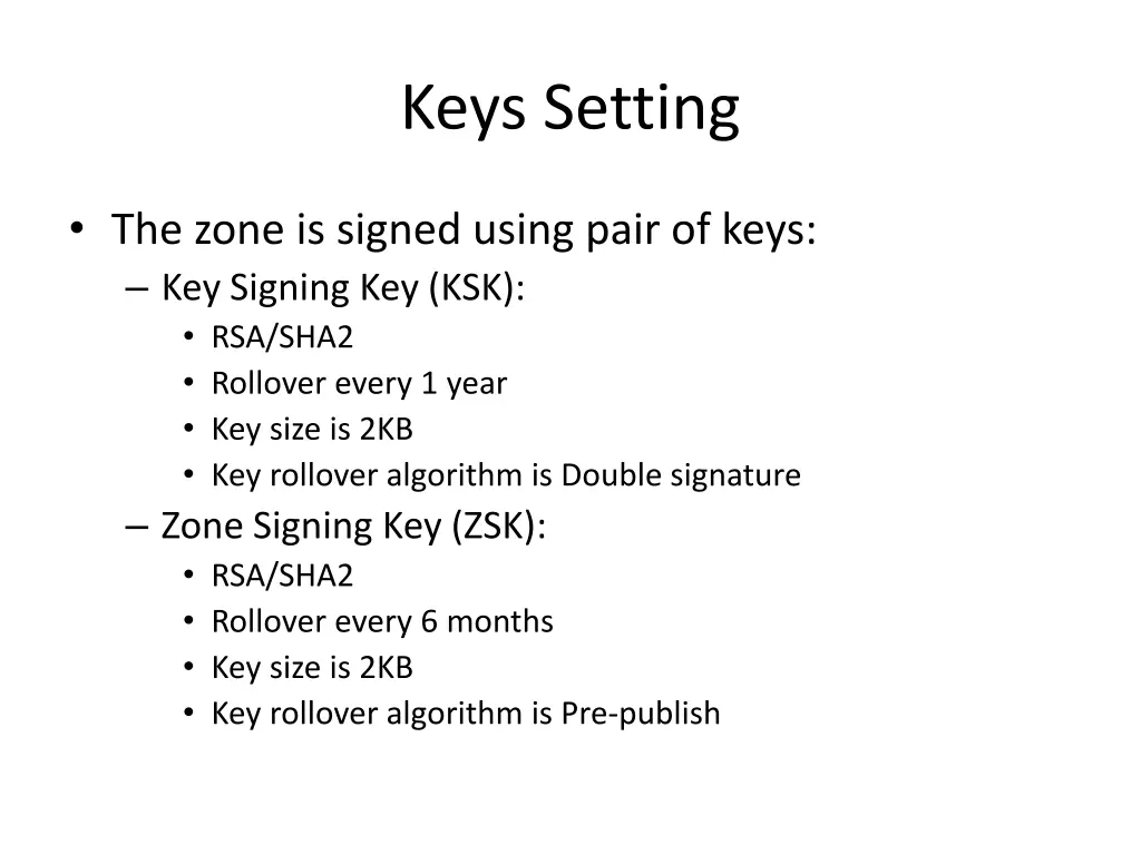 keys setting