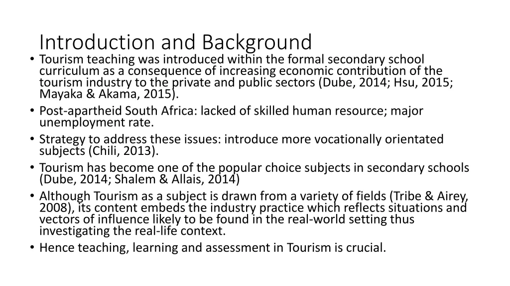 introduction and background tourism teaching