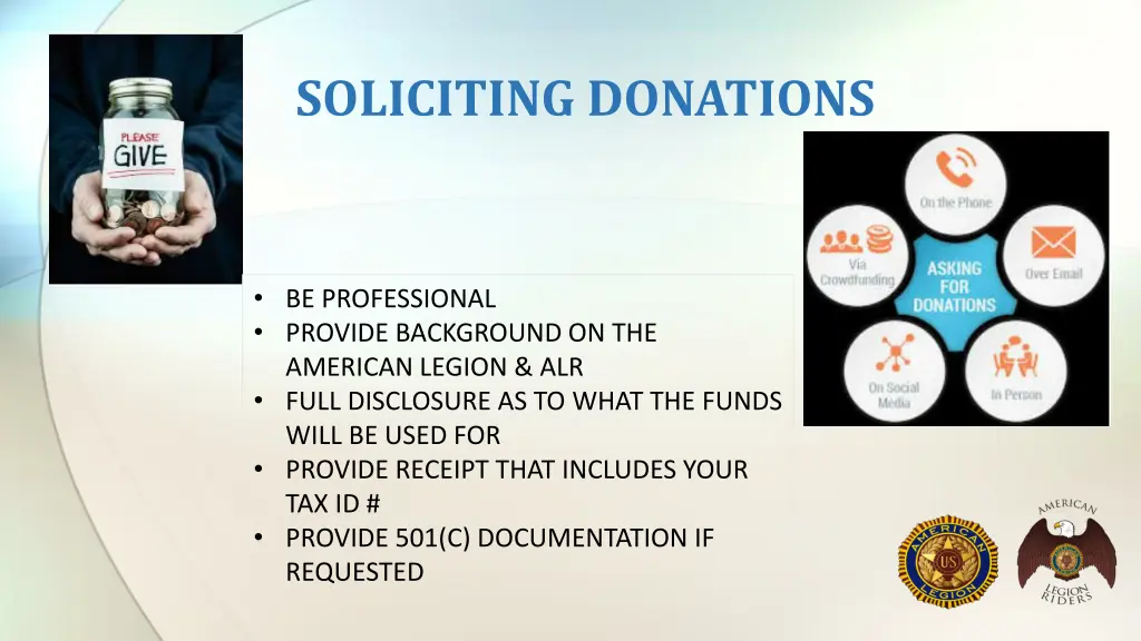 soliciting donations