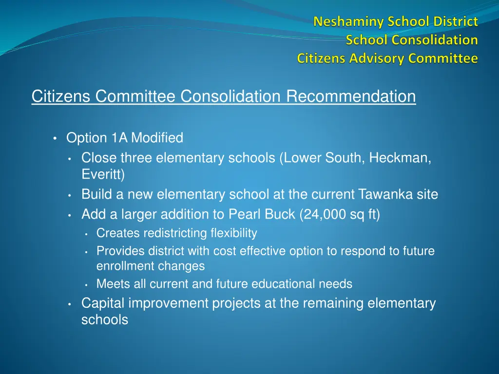 citizens committee consolidation recommendation