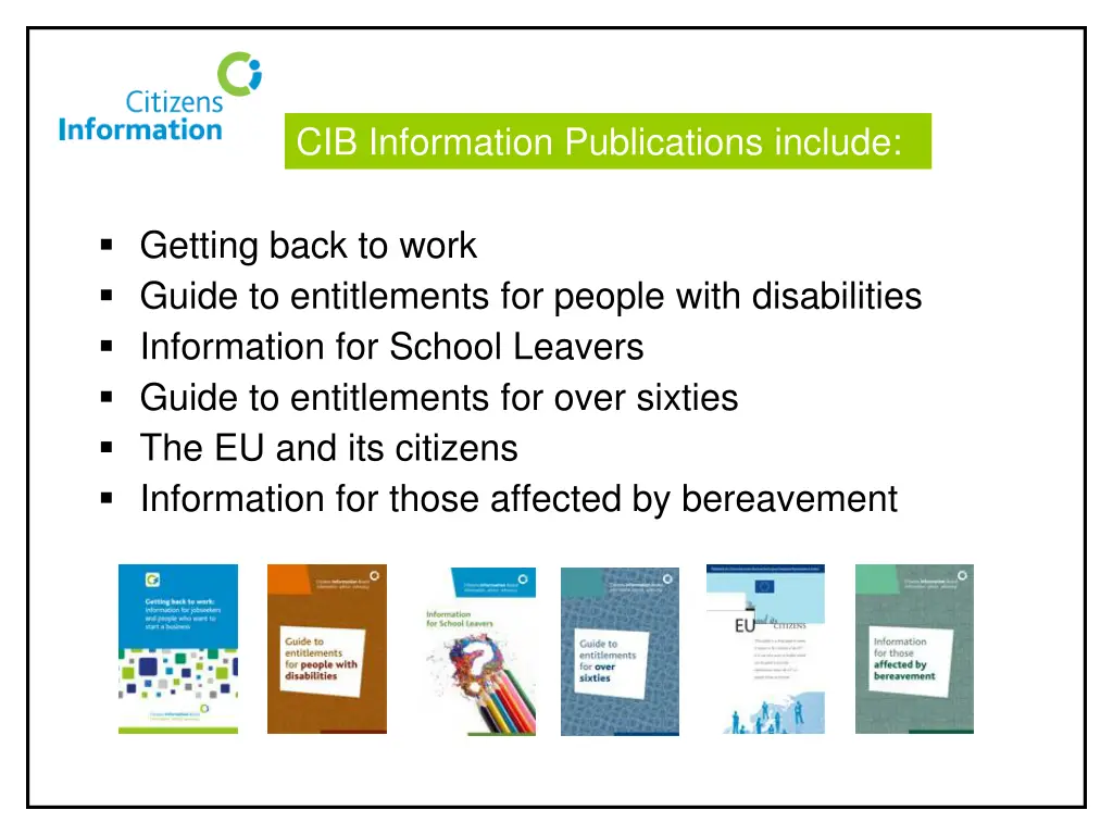 cib information publications include