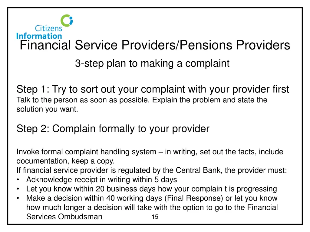 financial service providers pensions providers