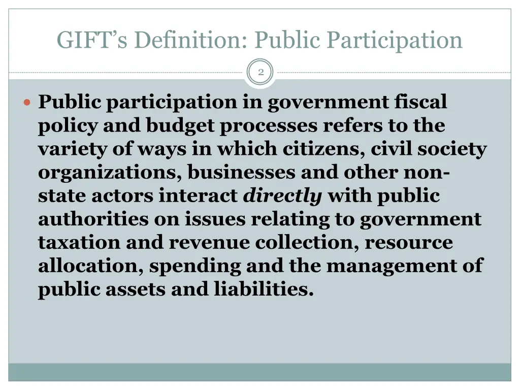 gift s definition public participation