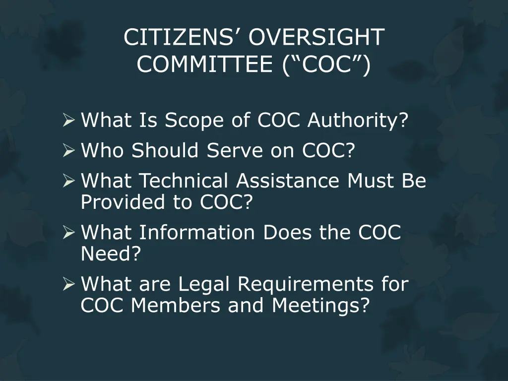 citizens oversight committee coc