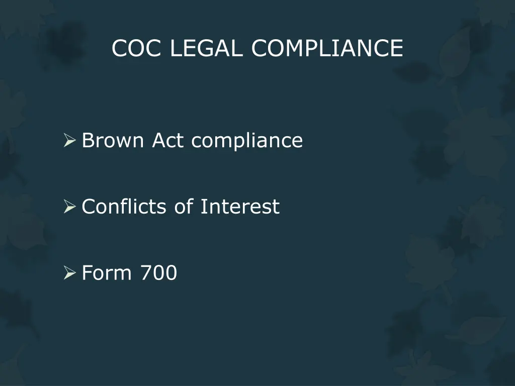 coc legal compliance