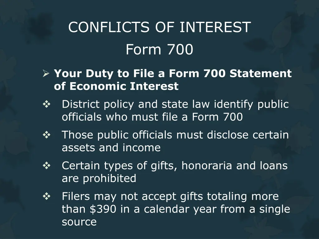 conflicts of interest form 700