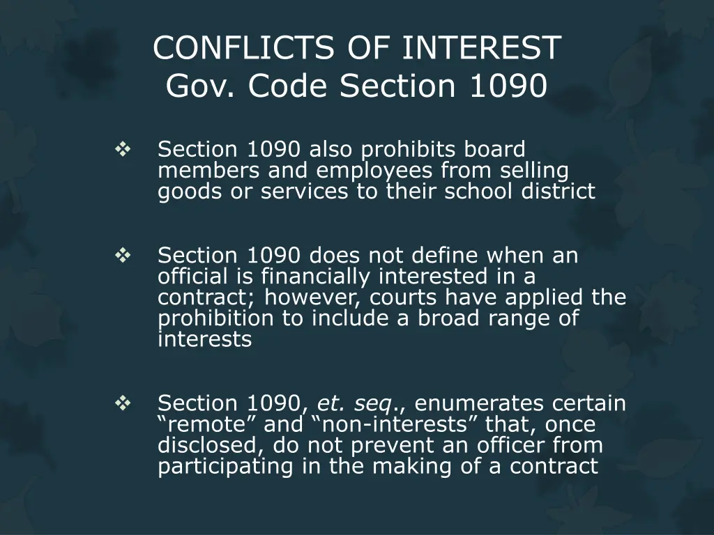 conflicts of interest gov code section 1090 1