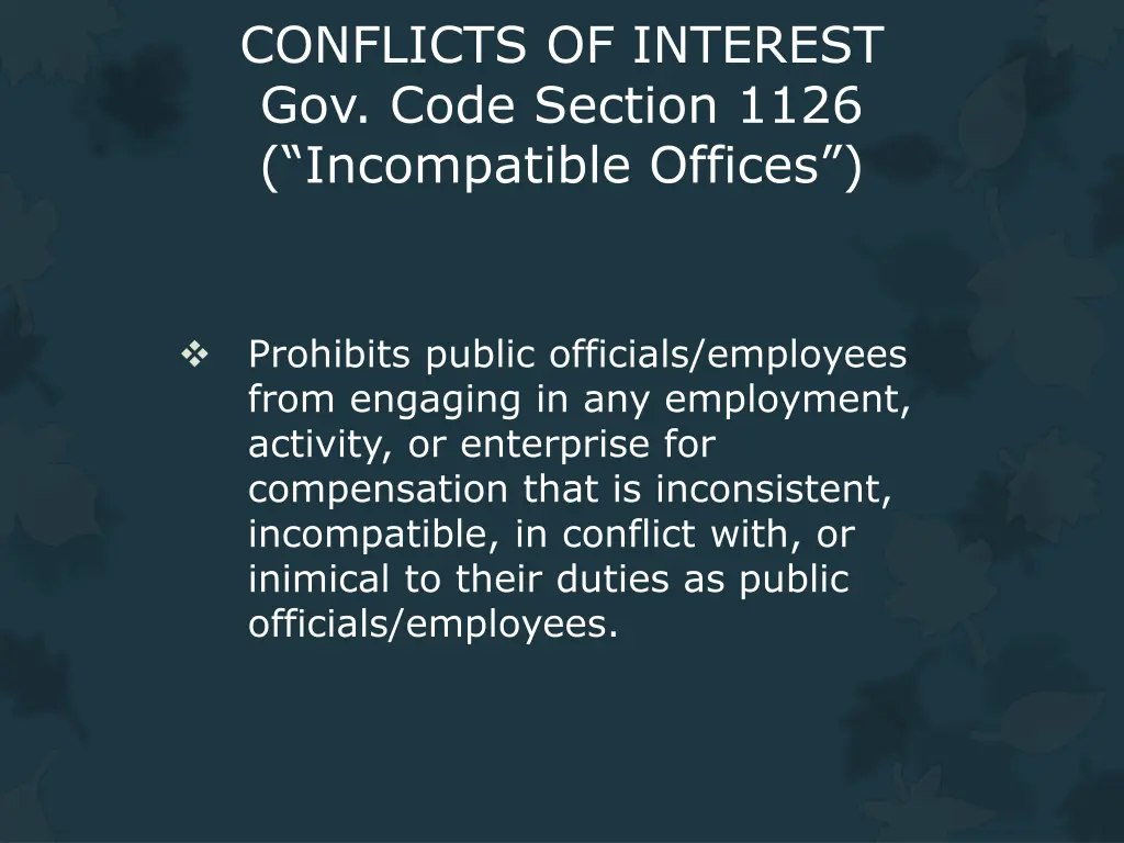 conflicts of interest gov code section 1126