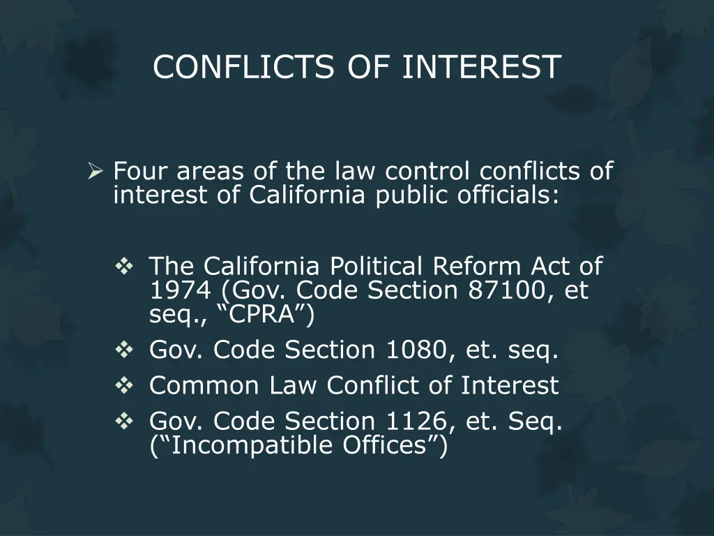 conflicts of interest