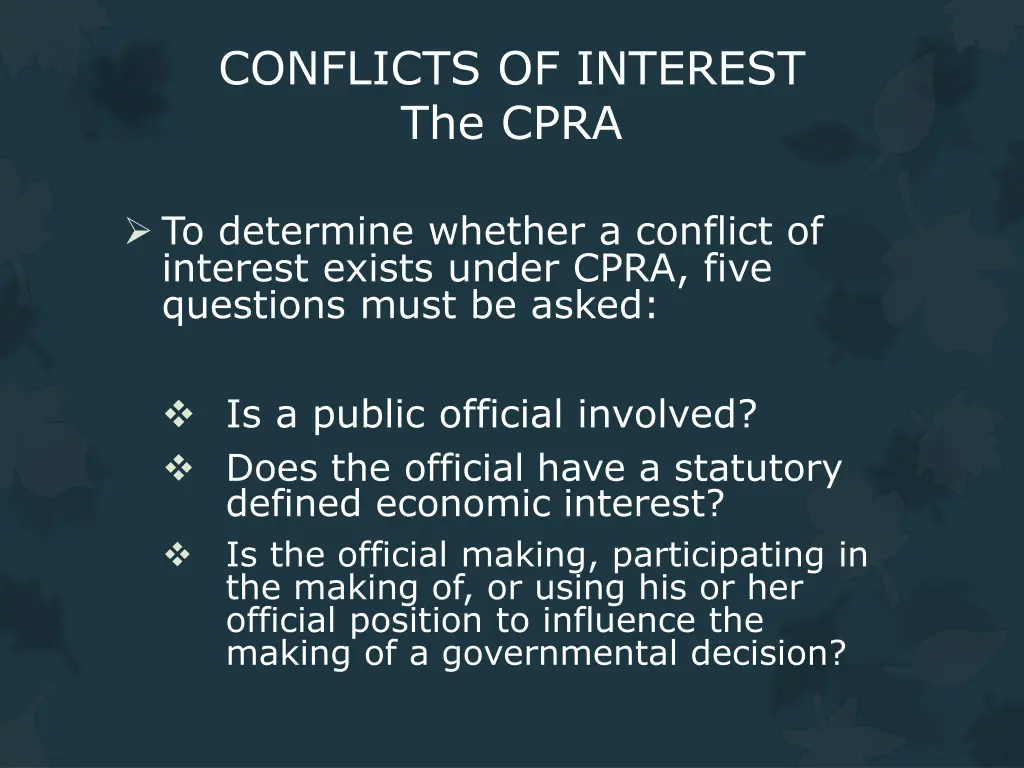 conflicts of interest the cpra 1