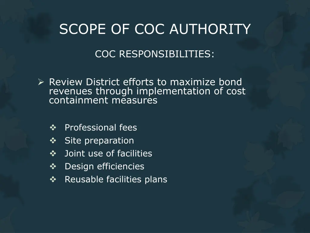 scope of coc authority 7