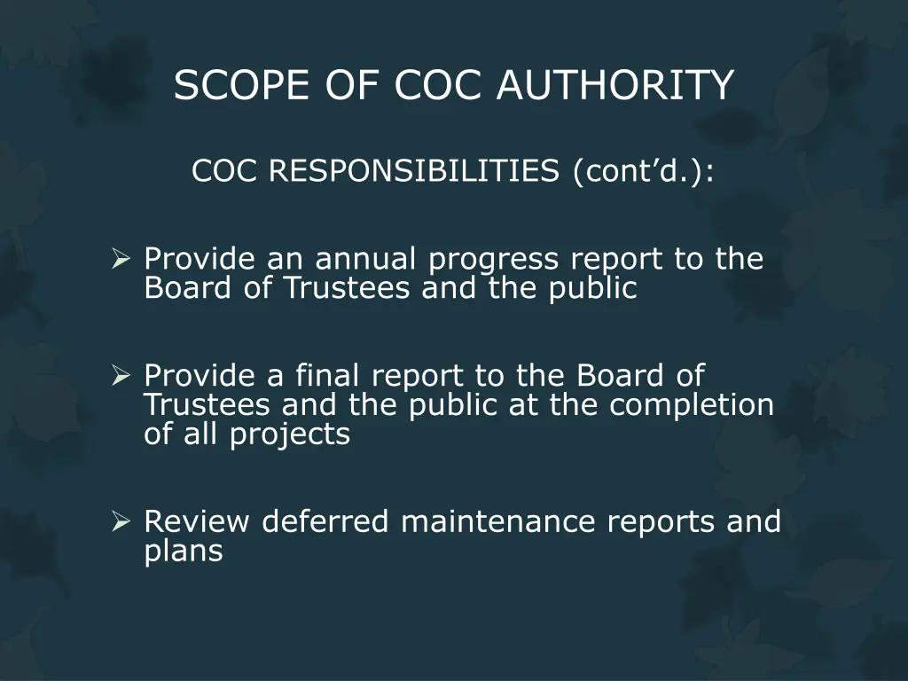 scope of coc authority 8