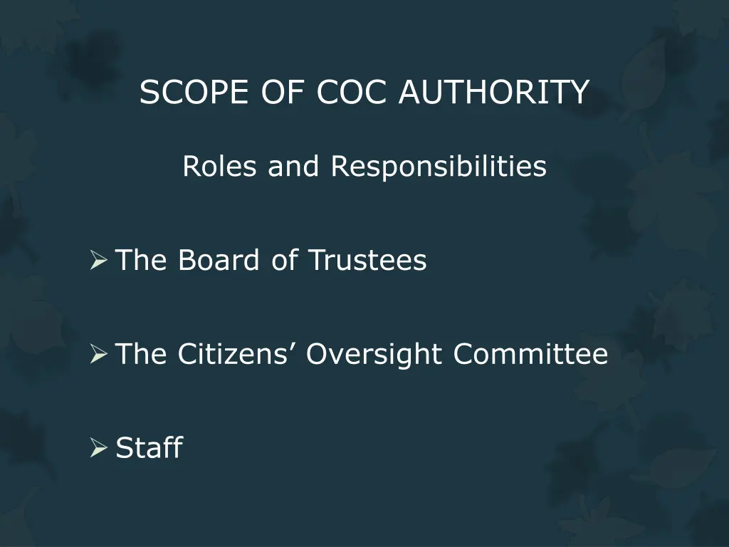 scope of coc authority