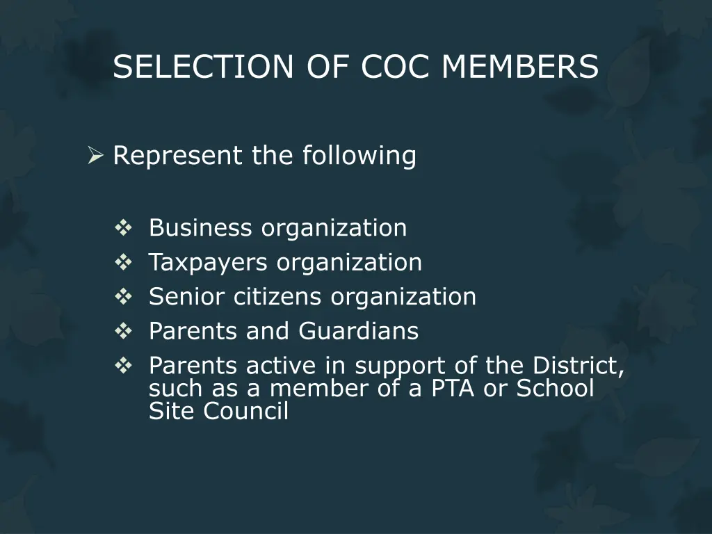 selection of coc members 1