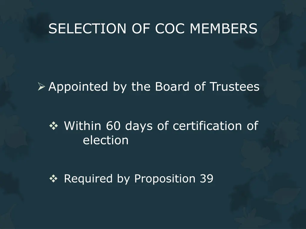 selection of coc members